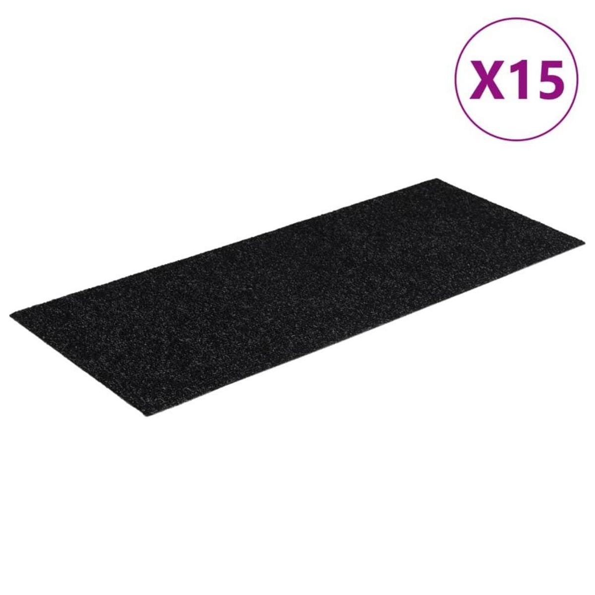 VIDAXL Tapis d'escalier autocollants Rectangulaire 15 pcs 60x25cm Noir