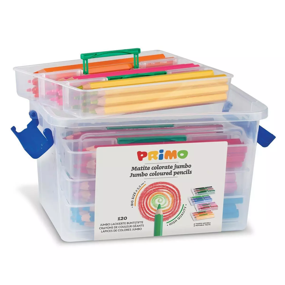 PRIMO Boîte 120 grands crayons de couleur