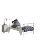 Vipack Lit et chevet 90x200 Bronxx Blanc