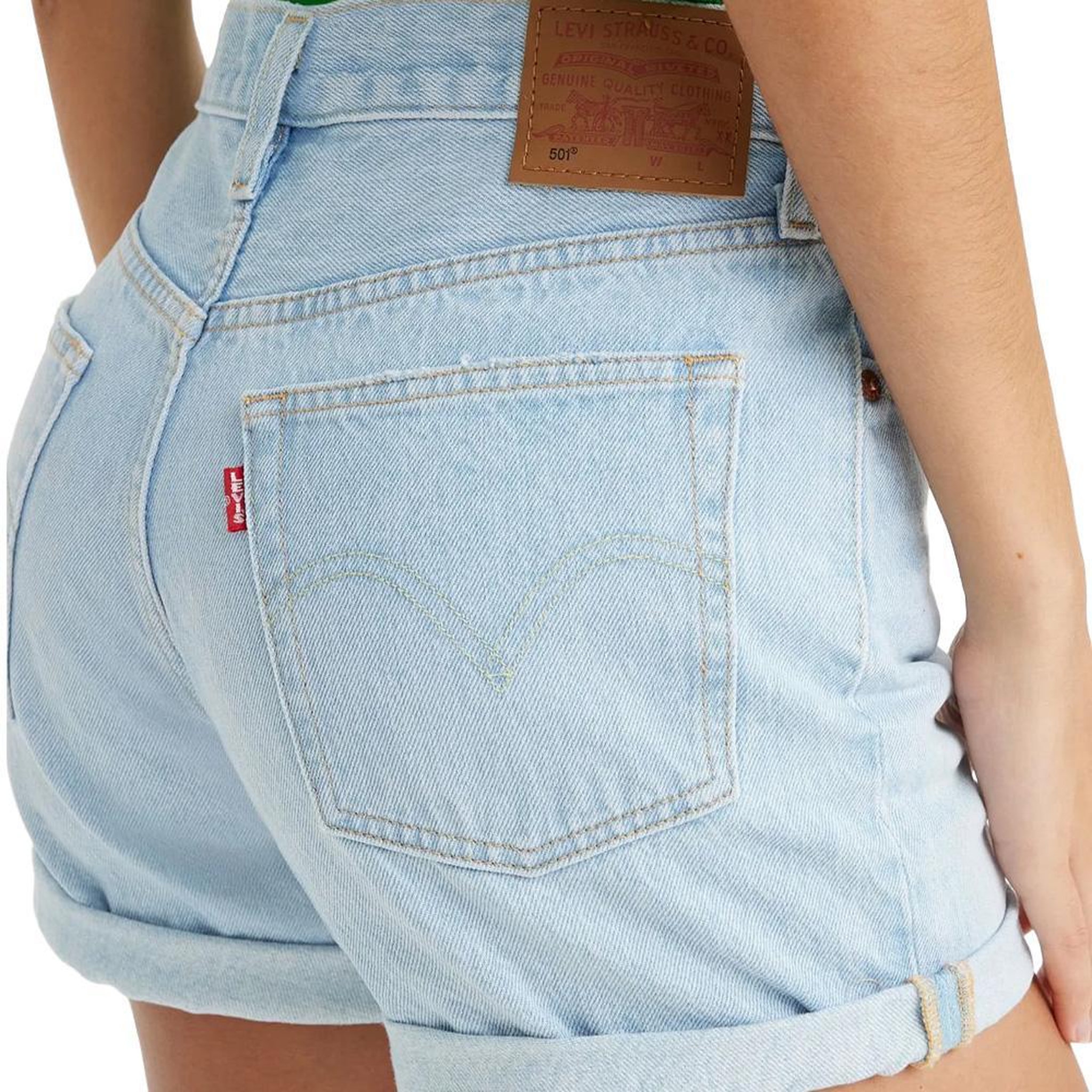 Voir la diapositive 4 : Levi's 501 Short Bleu Clair Femme Levi's Rolled