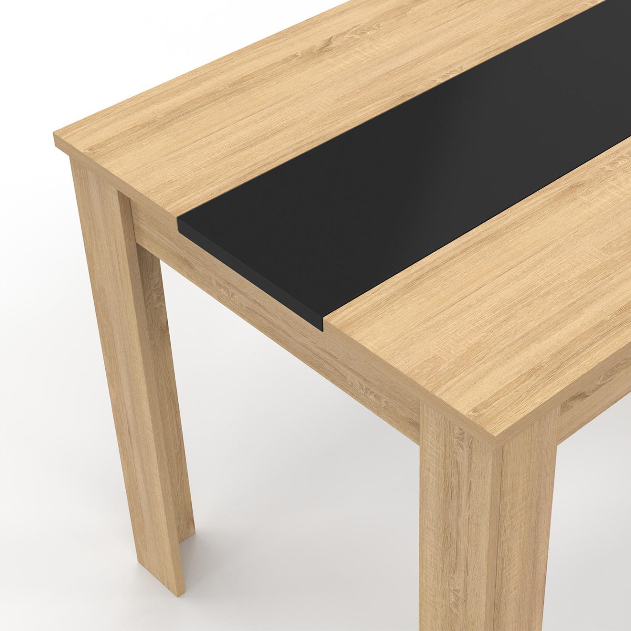 Voir la diapositive 5 : ID MARKET Table à manger rectangle rozy 4 personnes façon hêtre et noire 110 cm