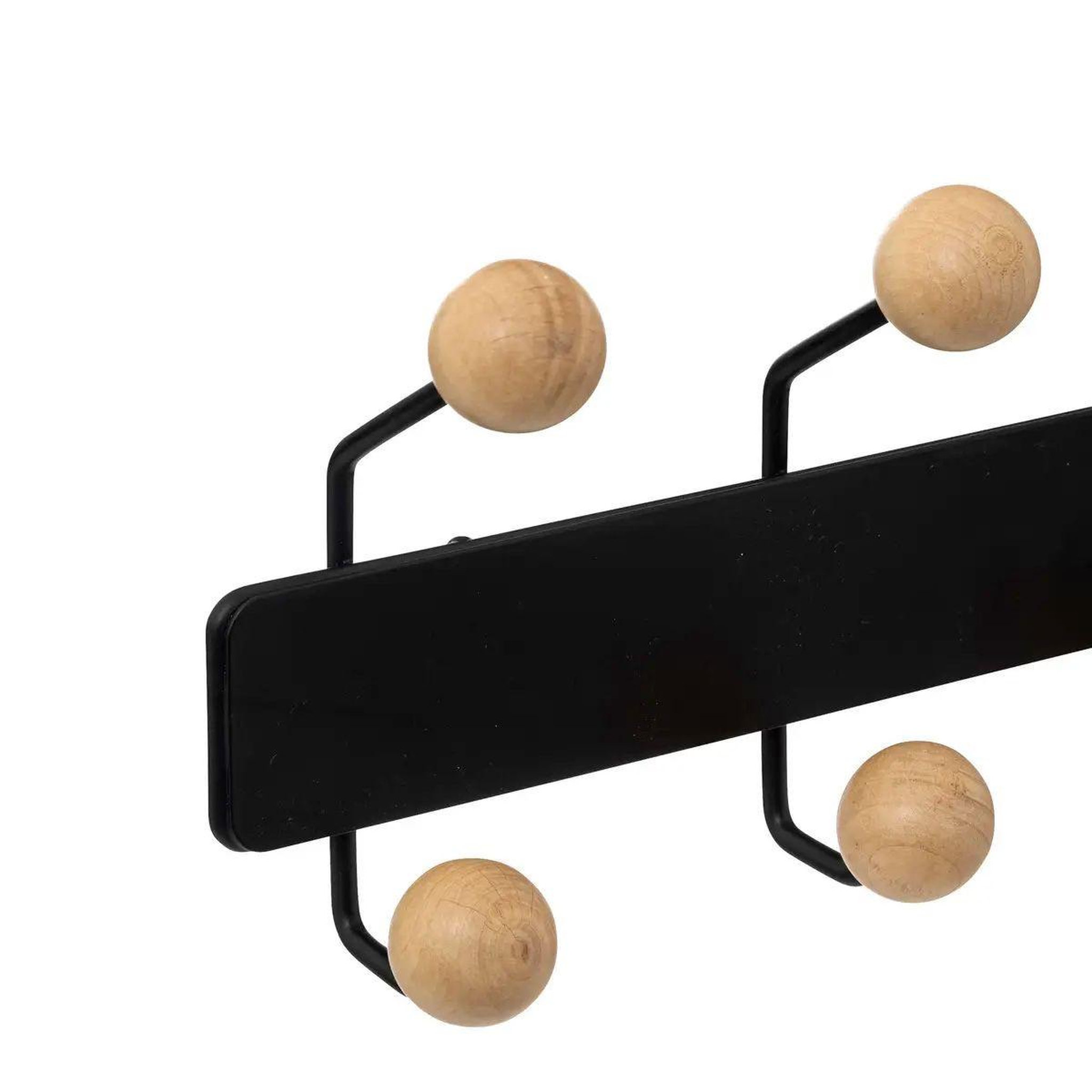 Voir la diapositive 2 : FIVE Patère murale en bois  10 boules  44cm noir