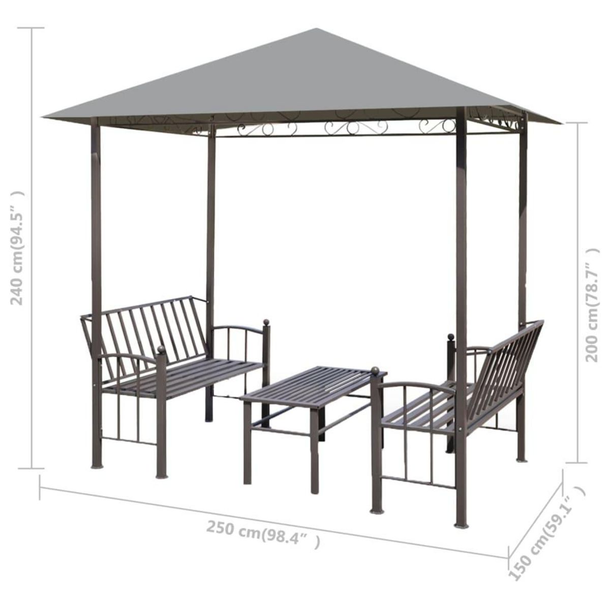 VIDAXL Chapiteau de jardin avec table et bancs 2,5x1,5x2,4m Anthracite