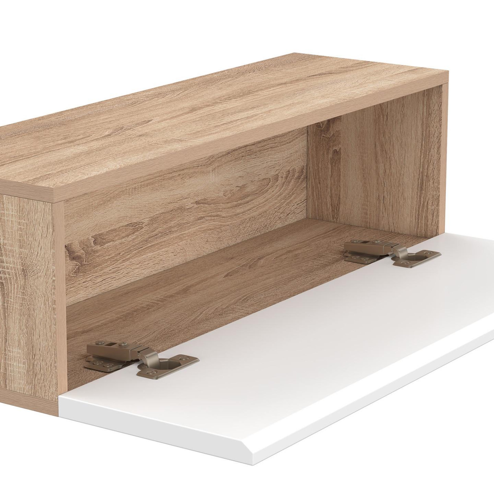 Voir la diapositive 6 : ID MARKET Lot de 2 consoles suspendues étagères murales elyos 1 porte bois et blanc