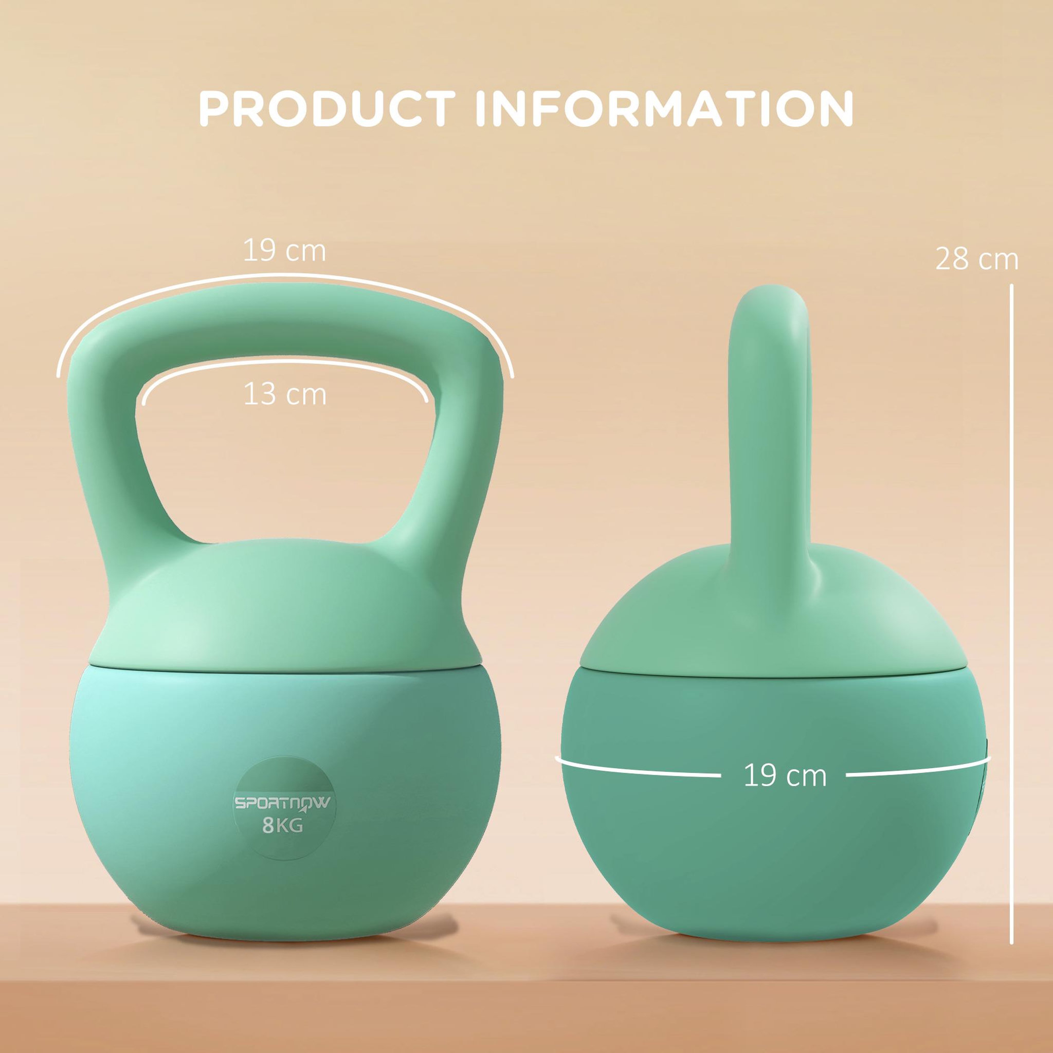 Voir la diapositive 3 : HOMCOM Kettlebell 8kg - haltère avec poignée antidérapante pour fitness musculation cardio, vert