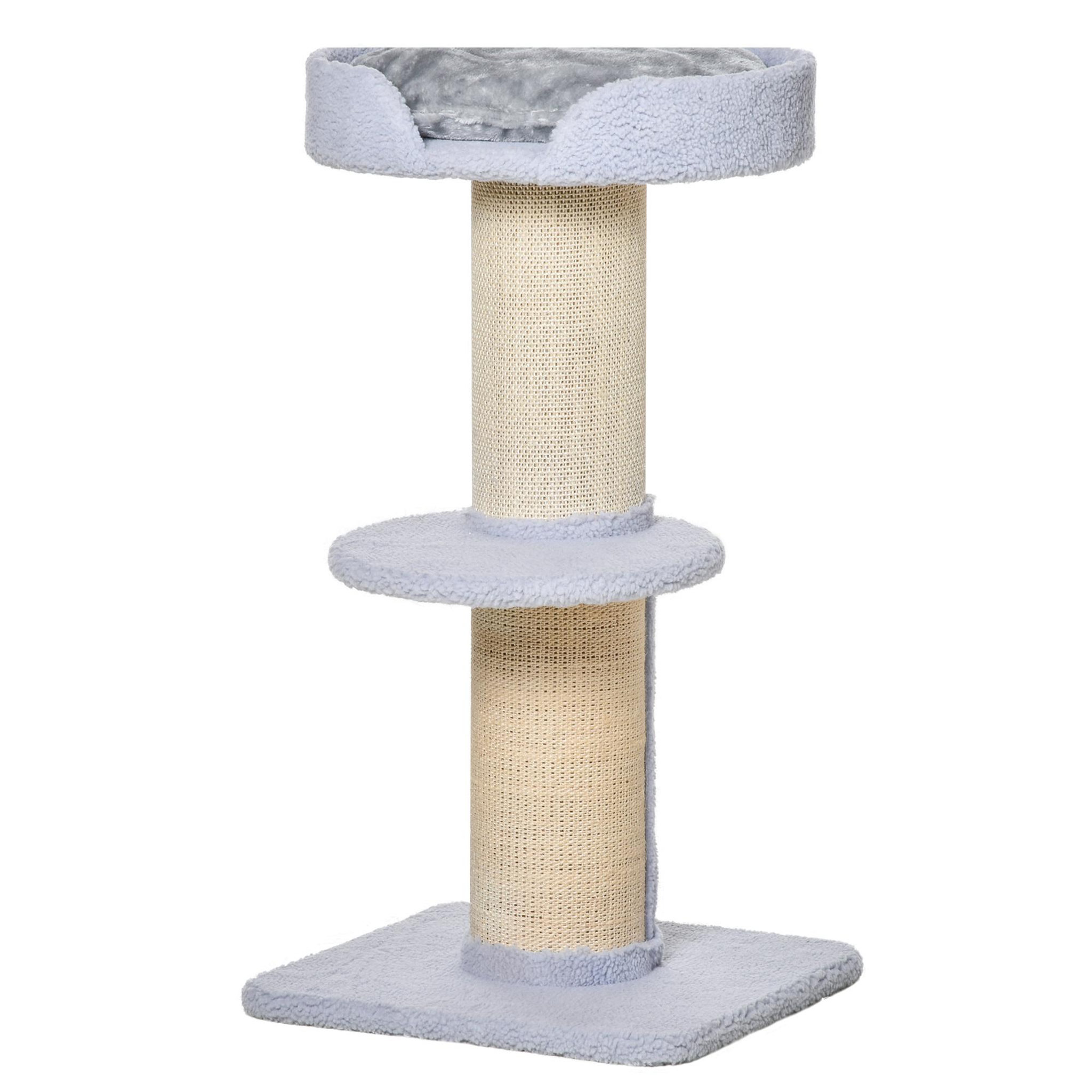 Voir la diapositive 5 : PAWHUT Arbre à chat avec griffoir centre d'activités 2 plateformes coussin bleu