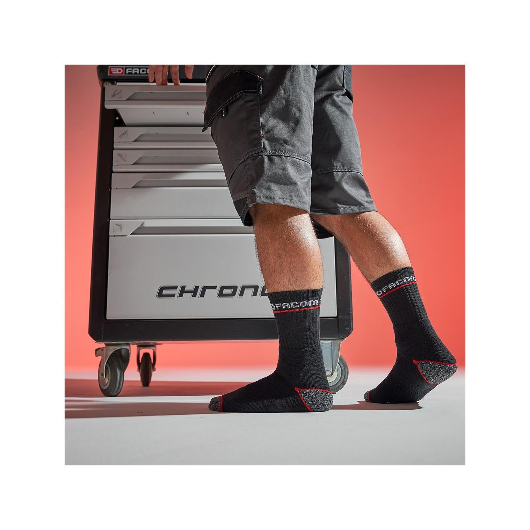 Voir la diapositive 3 : FACOM Lot de 6 Paires de Chaussettes longues de travail homme Red