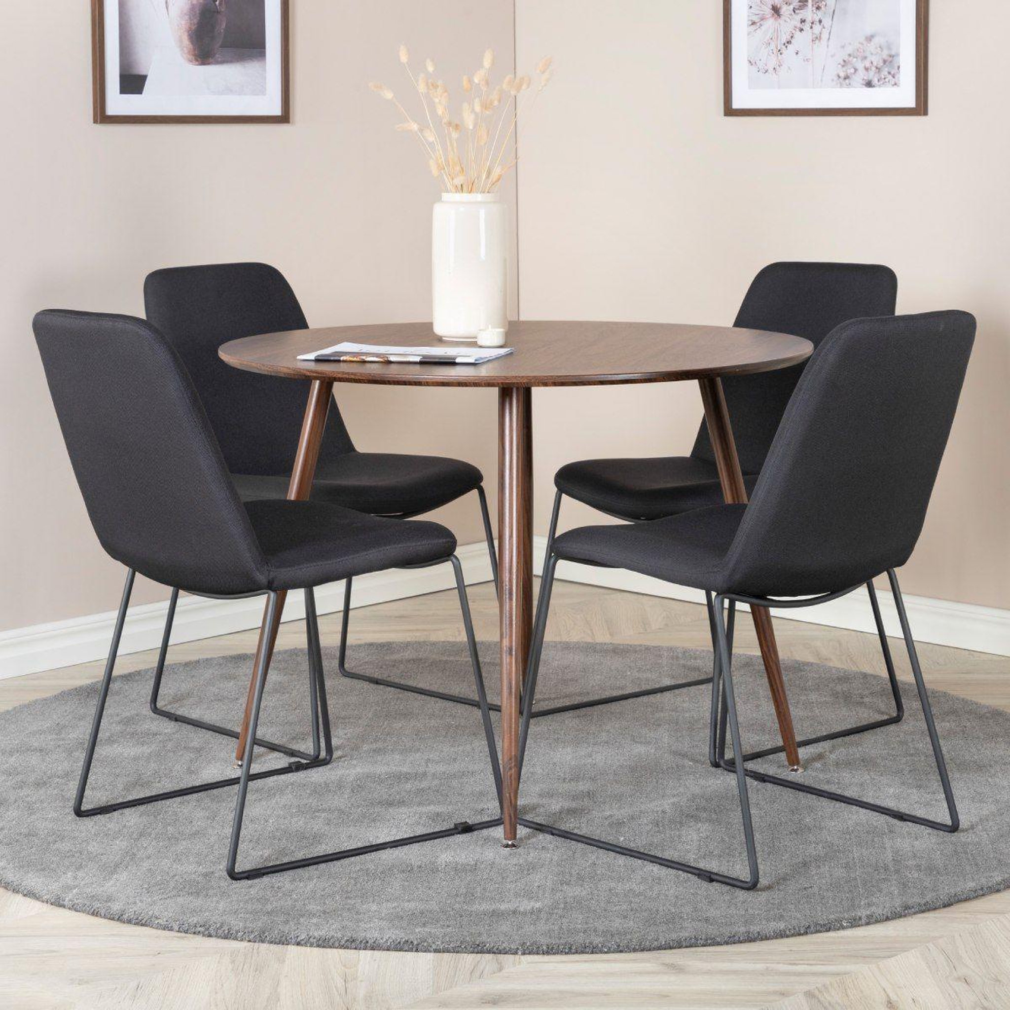 Voir la diapositive 4 : Paris Prix Table à manger ronde  plaza  100cm noyer