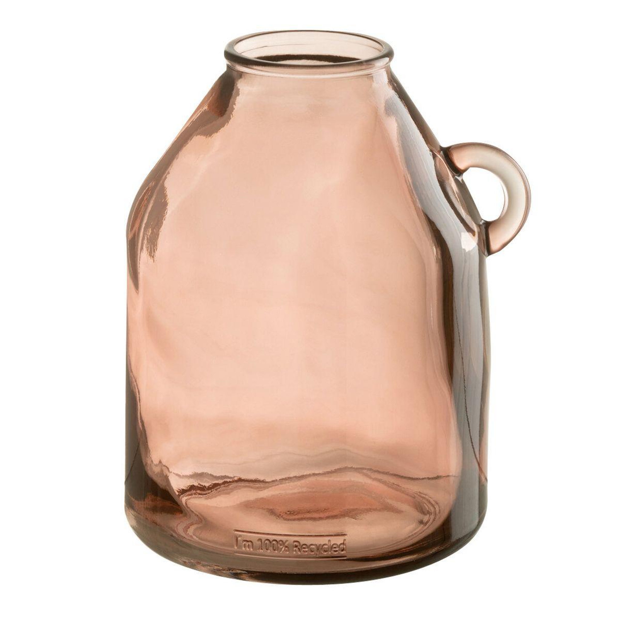 J-LINE Vase anse en verre  bouteille  25cm rose