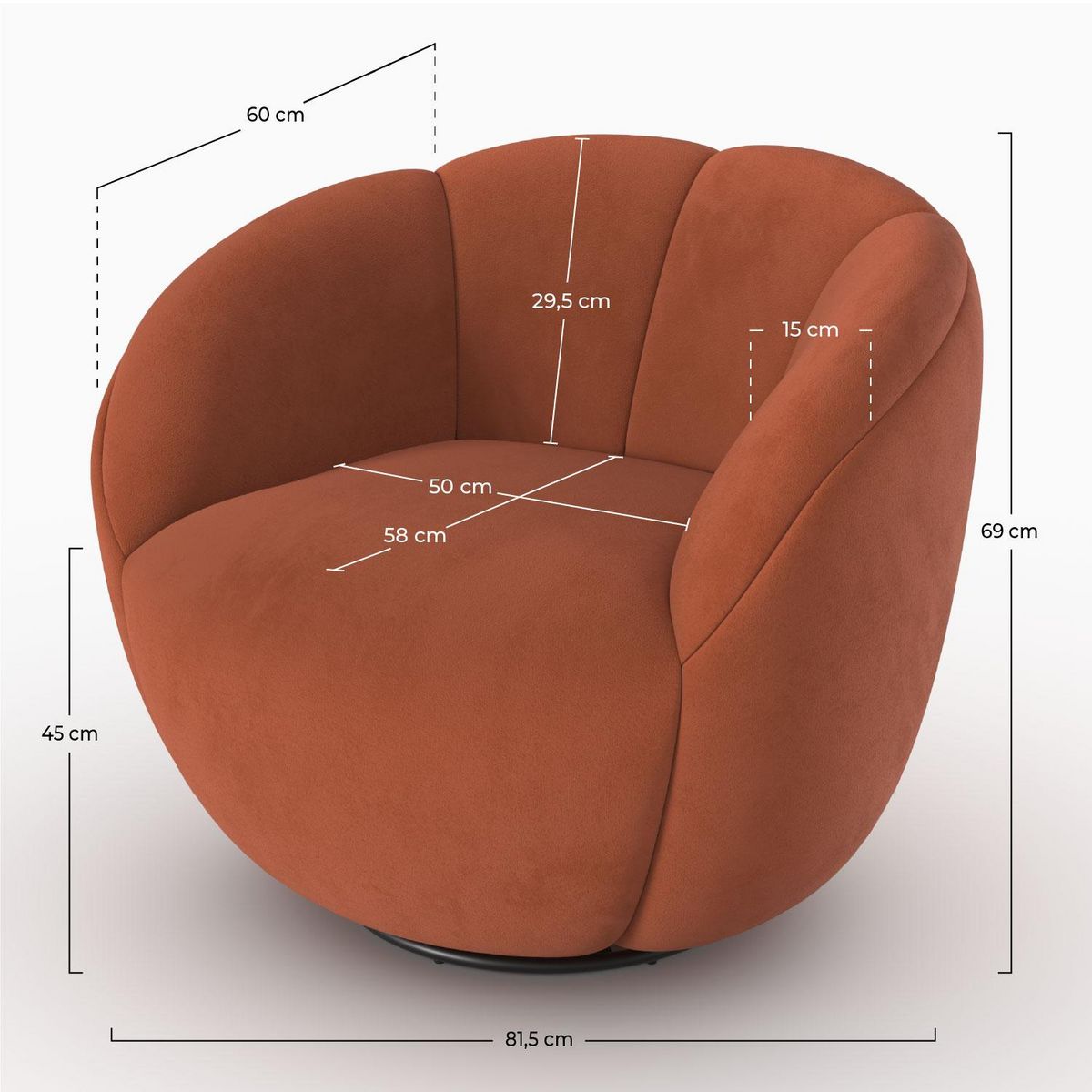 Rendez vous déco Fauteuil pivotant en velours vert - Ysé