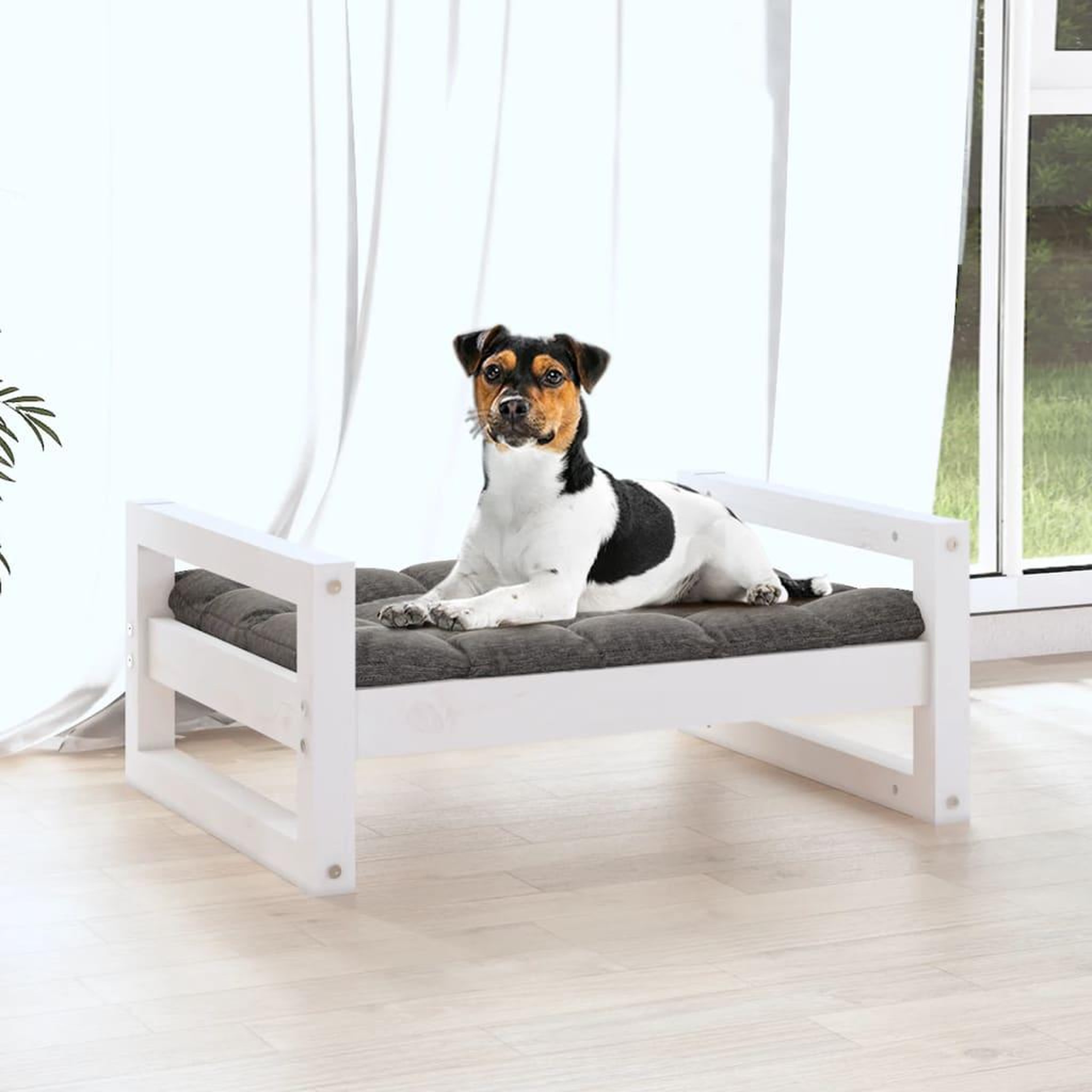 Voir la diapositive 3 : VIDAXL Lit pour chien Blanc 55,5x45,5x28 cm Bois de pin solide
