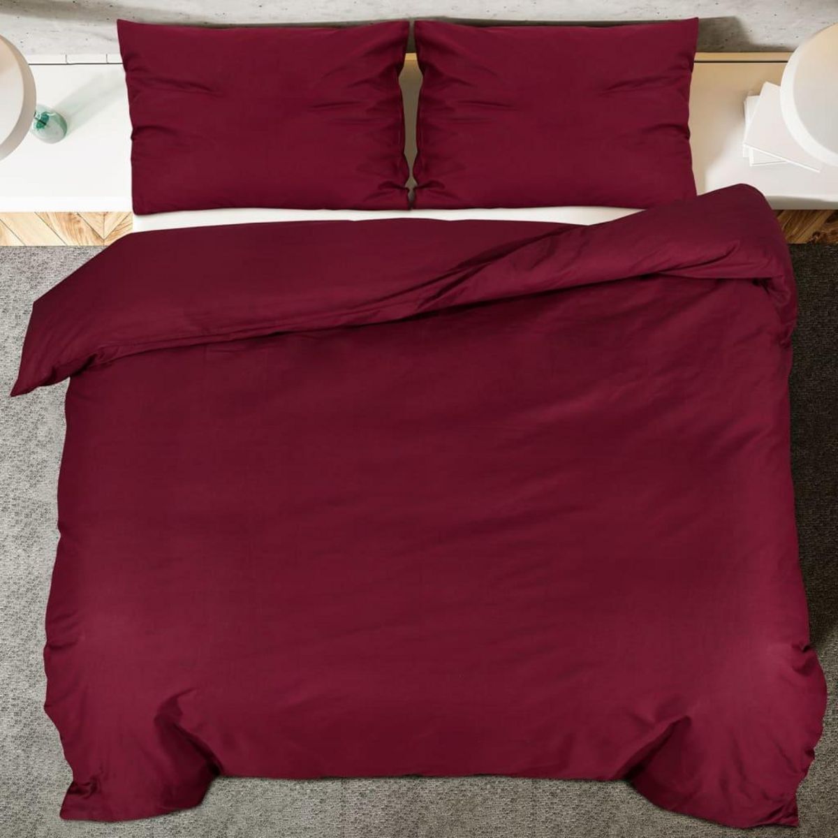 VIDAXL Ensemble de housse de couette Bordeaux 135x200 cm Microfibre