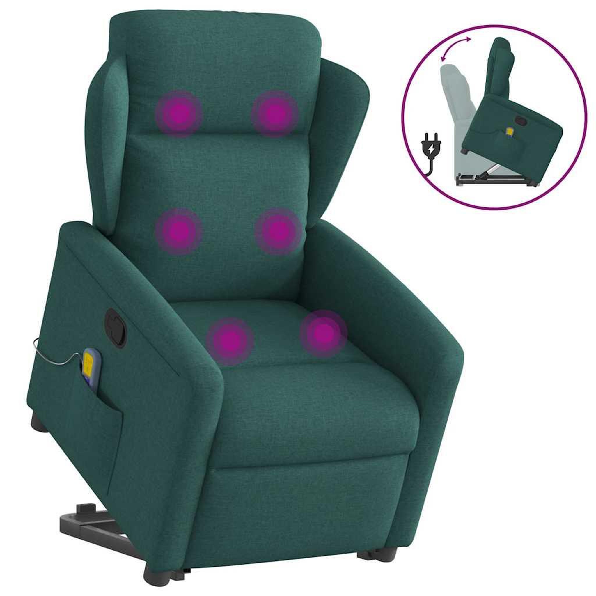 VIDAXL Fauteuil inclinable de massage Vert fonce Tissu