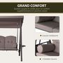 Voir la diapositive 4 : OUTSUNNY Balancelle de jardin 3 places grand confort toit inclinaison réglable coussins plateaux rétractables polyester filé marron