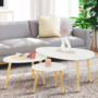 Voir la diapositive 2 : ID MARKET Lot de 3 tables basses gigognes GAIA laquées blanc scandinave