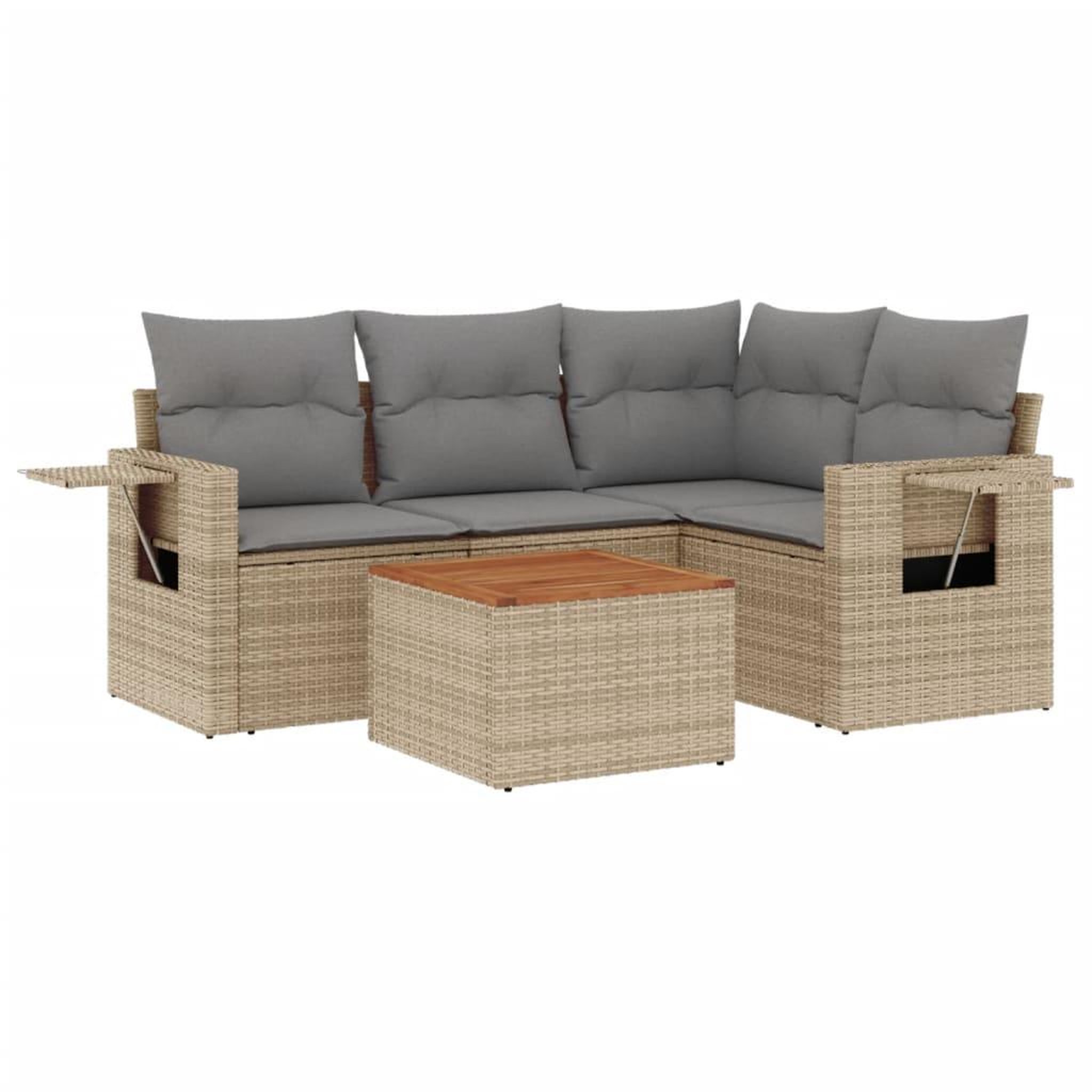Voir la diapositive 2 : VIDAXL Salon de jardin avec coussins 5pcs melange beige resine tressee
