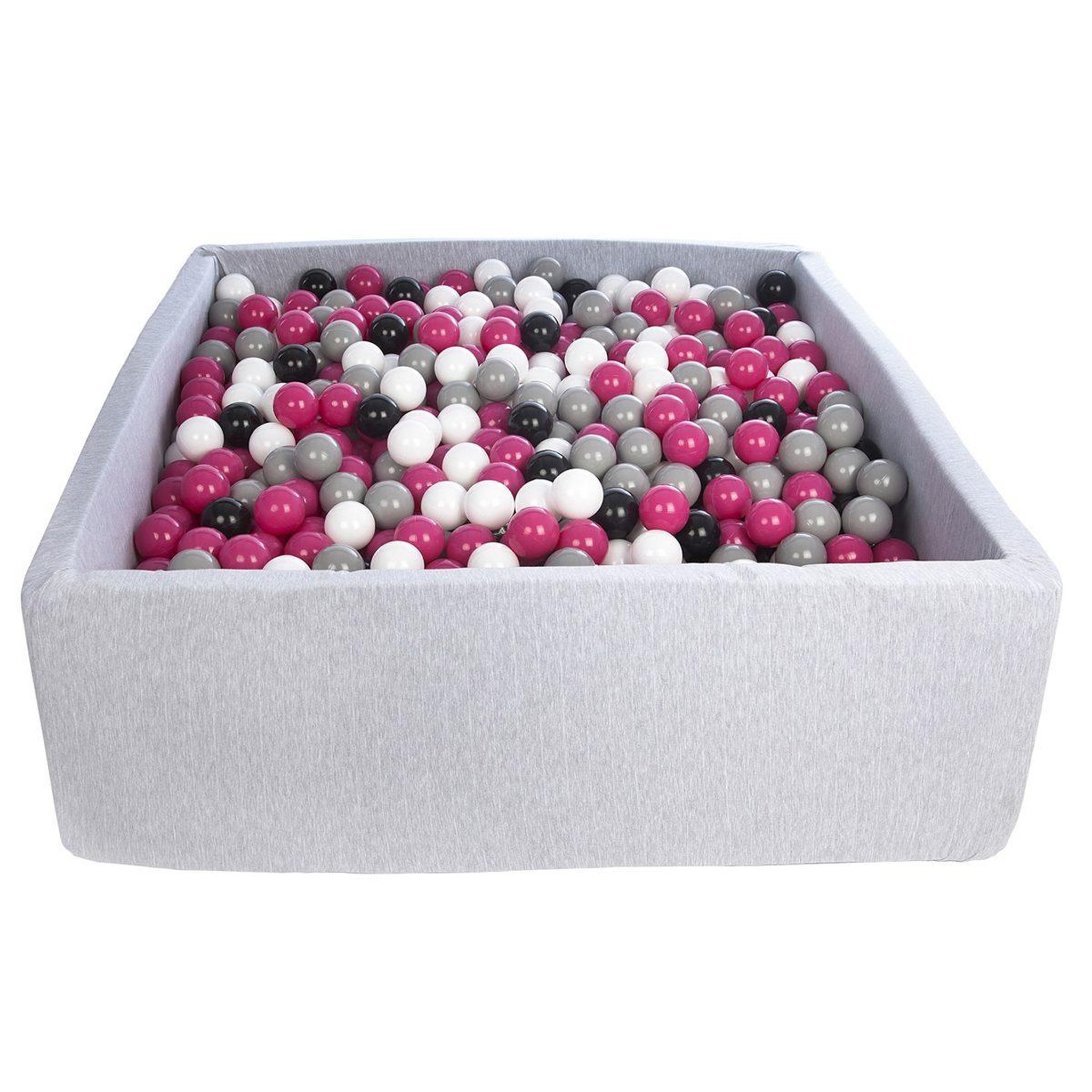 VELINDA Piscine à balles pour enfant, 120x120 cm, aire de jeu + 1200 balles noir, blanc, rose,gris