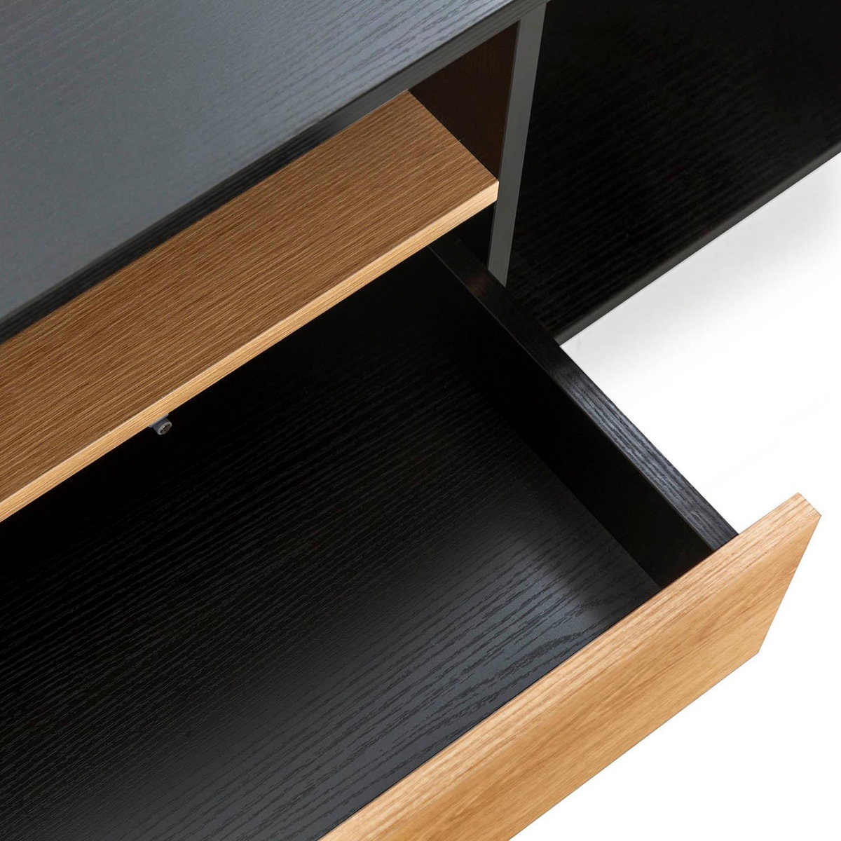 VS VENTA-STOCK Meuble TV Apolo 1 porte 2 tiroirs, couleur noir/bois