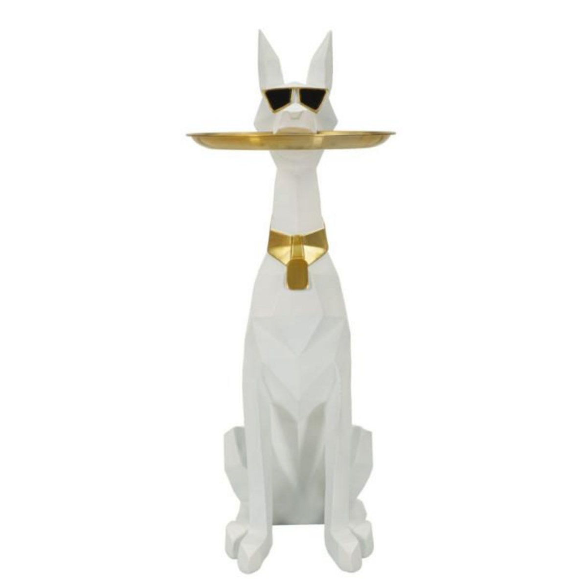 Paris Prix Vide-Poche Statue Chien  Origami  74cm Blanc