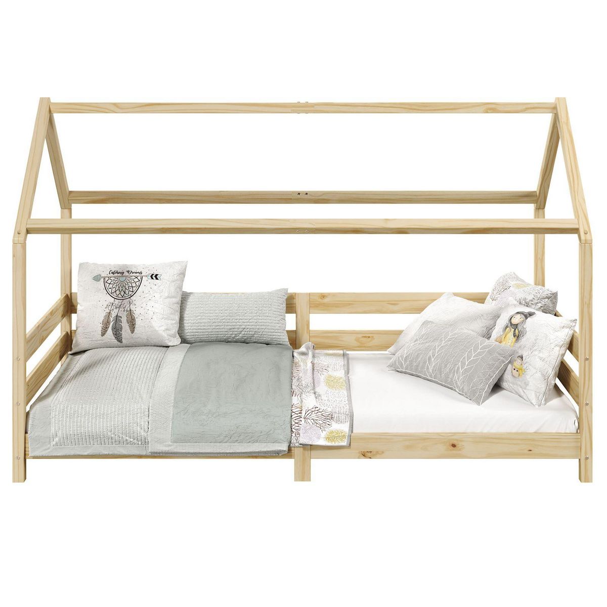 IDIMEX Lit cabane FINA 90 x 190 cm, en pin massif