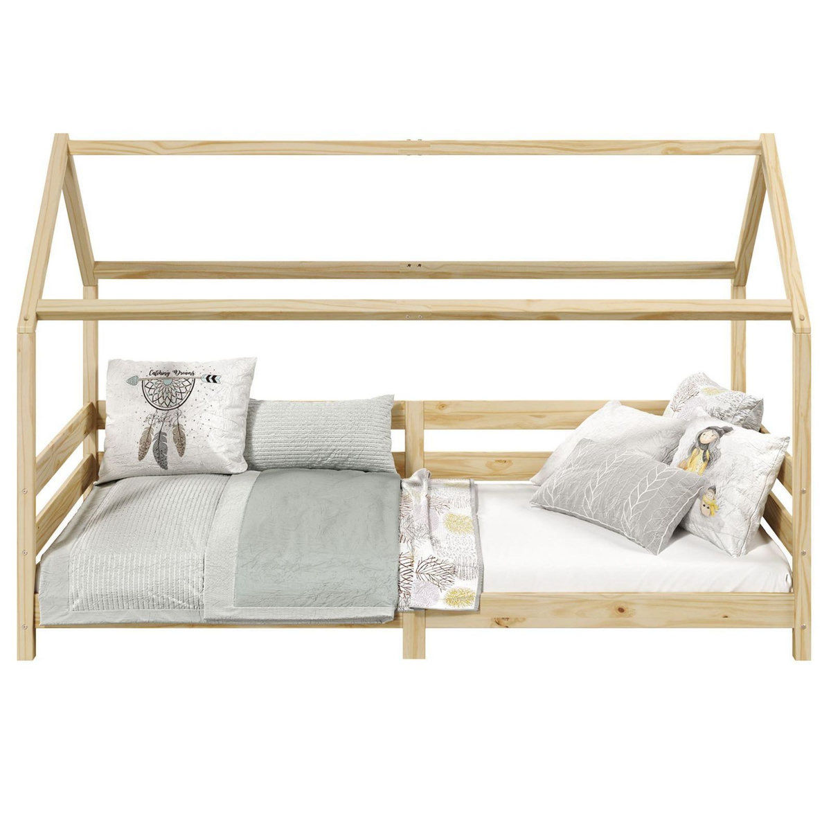 IDIMEX Lit cabane FINA 90 x 190 cm, en pin massif