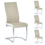 Voir la diapositive 1 : IDIMEX Lot de 4 chaises de salle à manger ALBA, en tissu - Beige et blanc