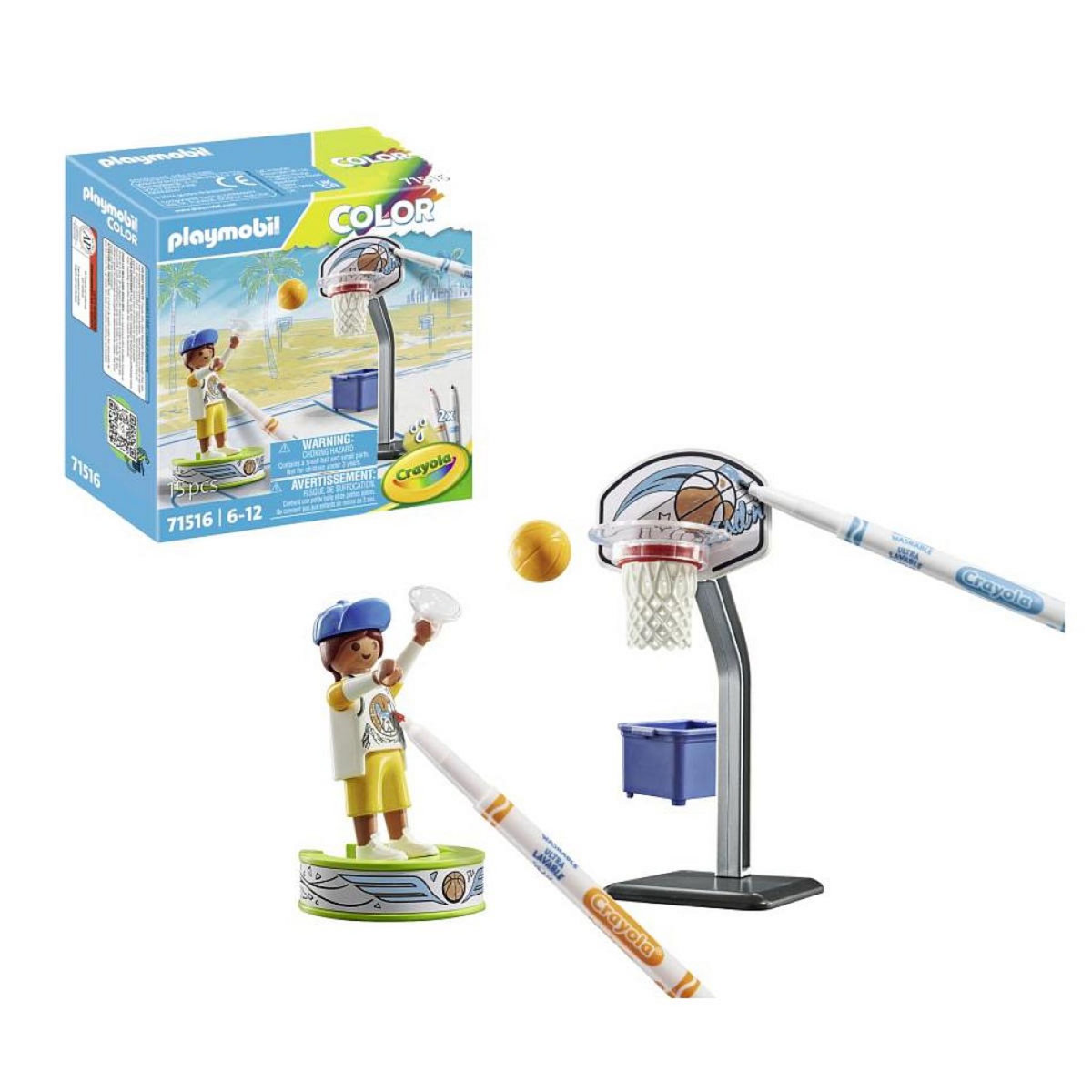 PLAYMOBIL 71516 Color - Joueur de basket avec panier