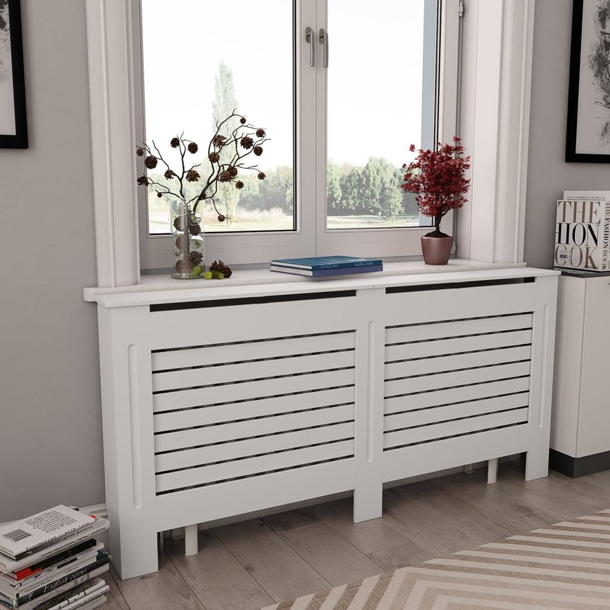 VIDAXL Cache-radiateurs 2 pcs Blanc 172x19x81,5 cm MDF