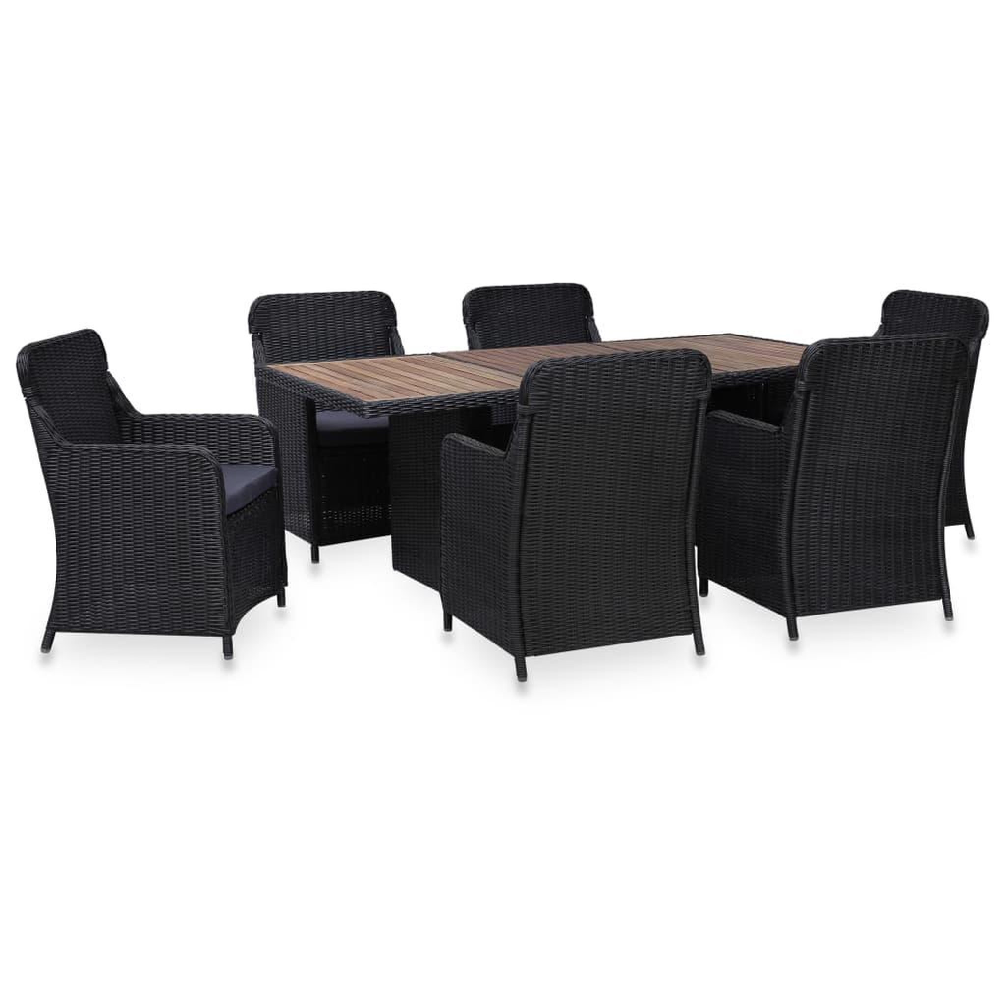 Voir la diapositive 1 : VIDAXL Ensemble a manger d'exterieur 7 pcs Resine tressee Noir