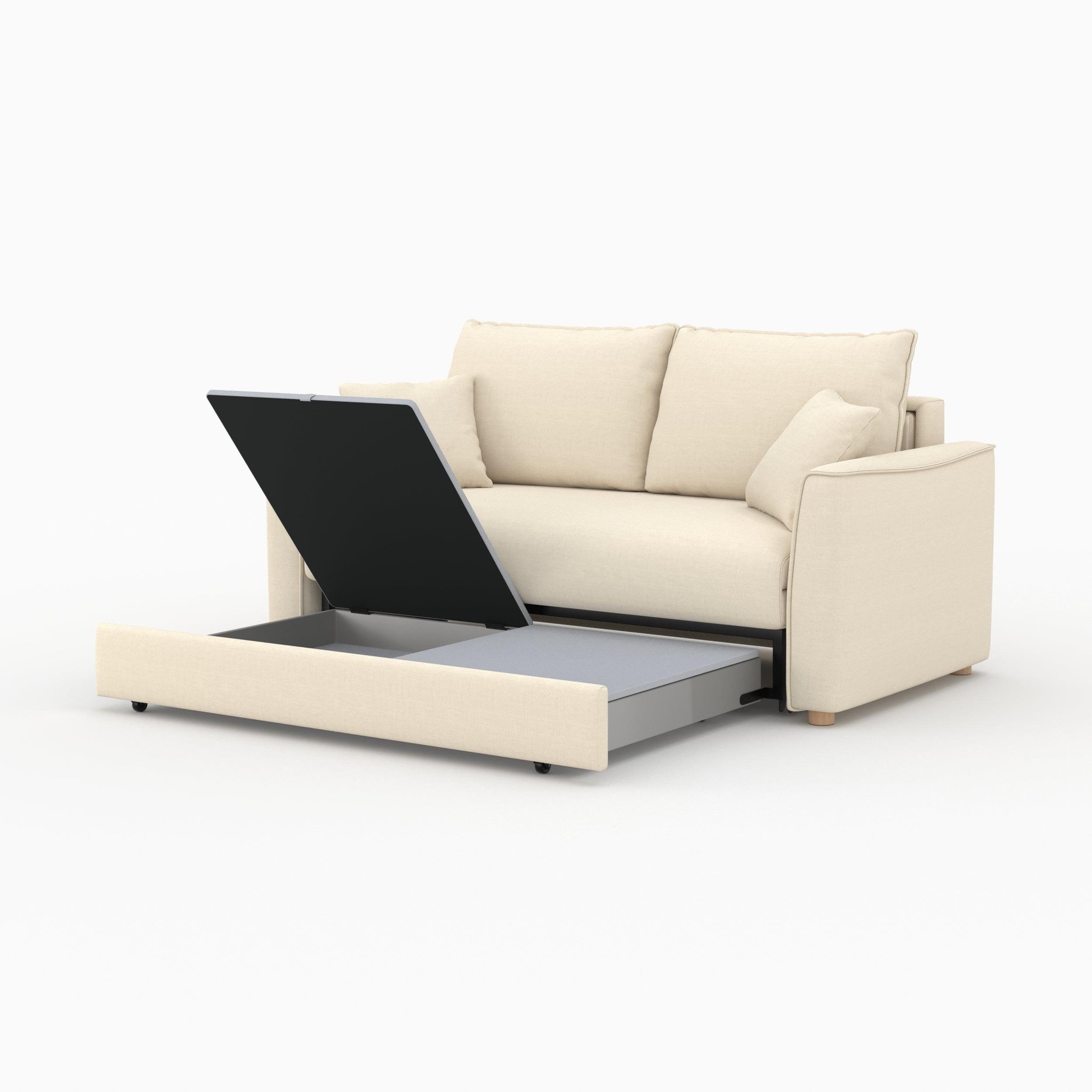 Voir la diapositive 6 : MAISON PAVANE Canapé convertible 2 places en tissu texturé beige-olympe