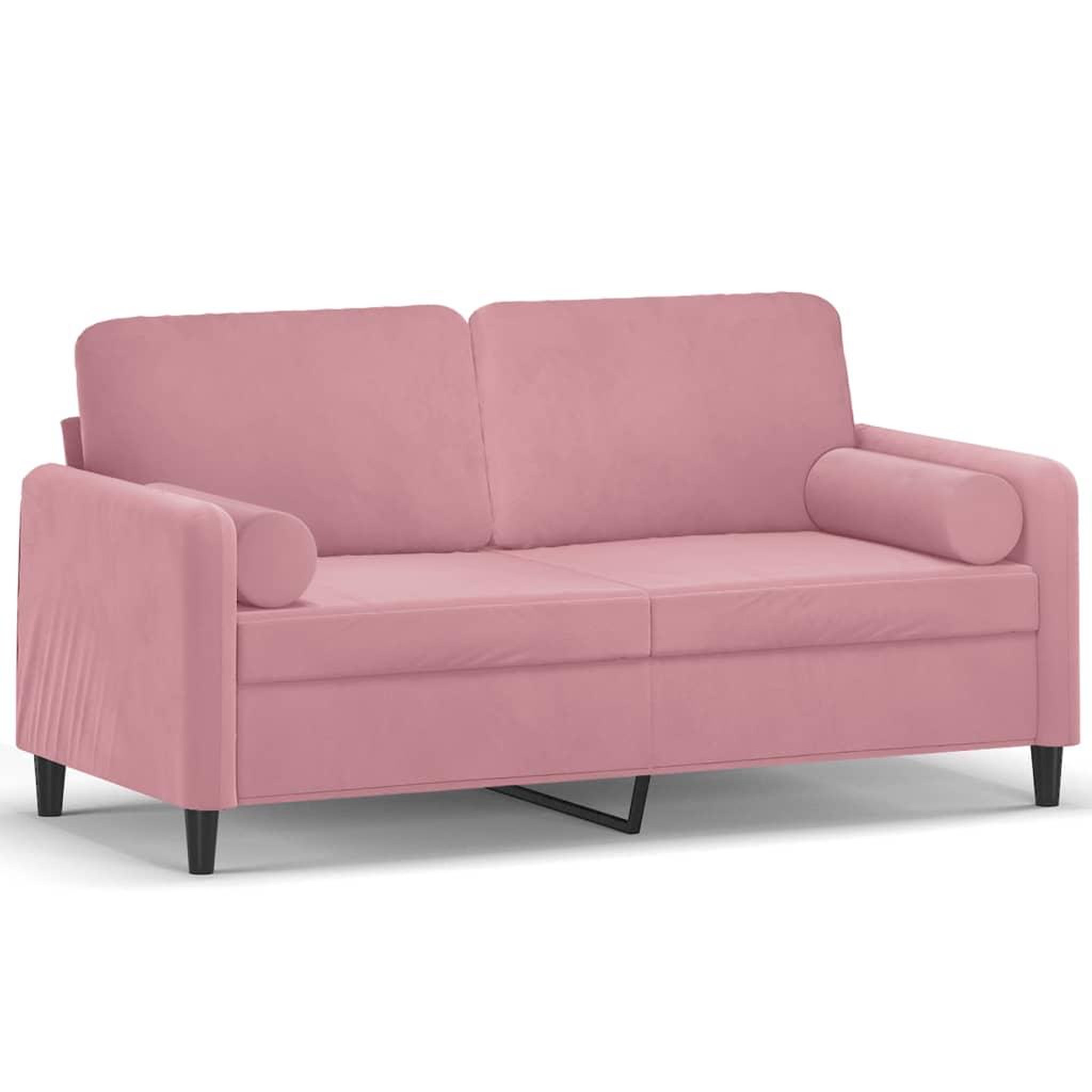 Voir la diapositive 2 : VIDAXL Canape 2 places avec oreillers decoratifs rose 140 cm velours