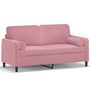Voir la diapositive 2 : VIDAXL Canape 2 places avec oreillers decoratifs rose 140 cm velours
