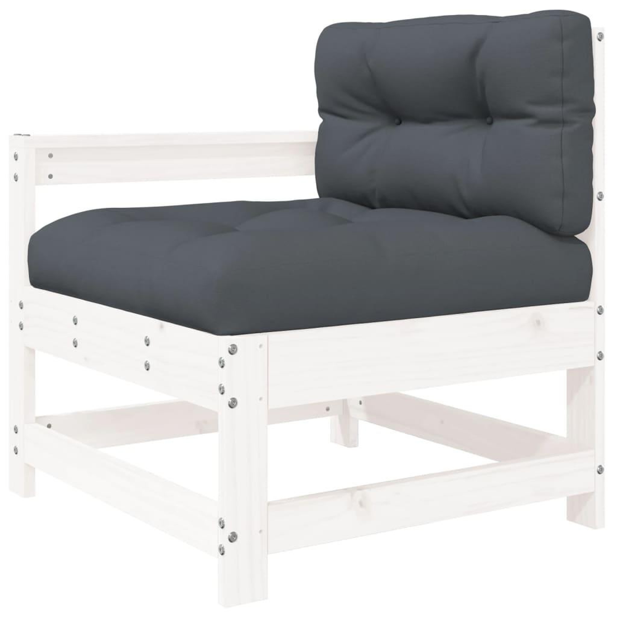 Voir la diapositive 5 : VIDAXL Salon de jardin 6 pcs avec coussins blanc bois massif