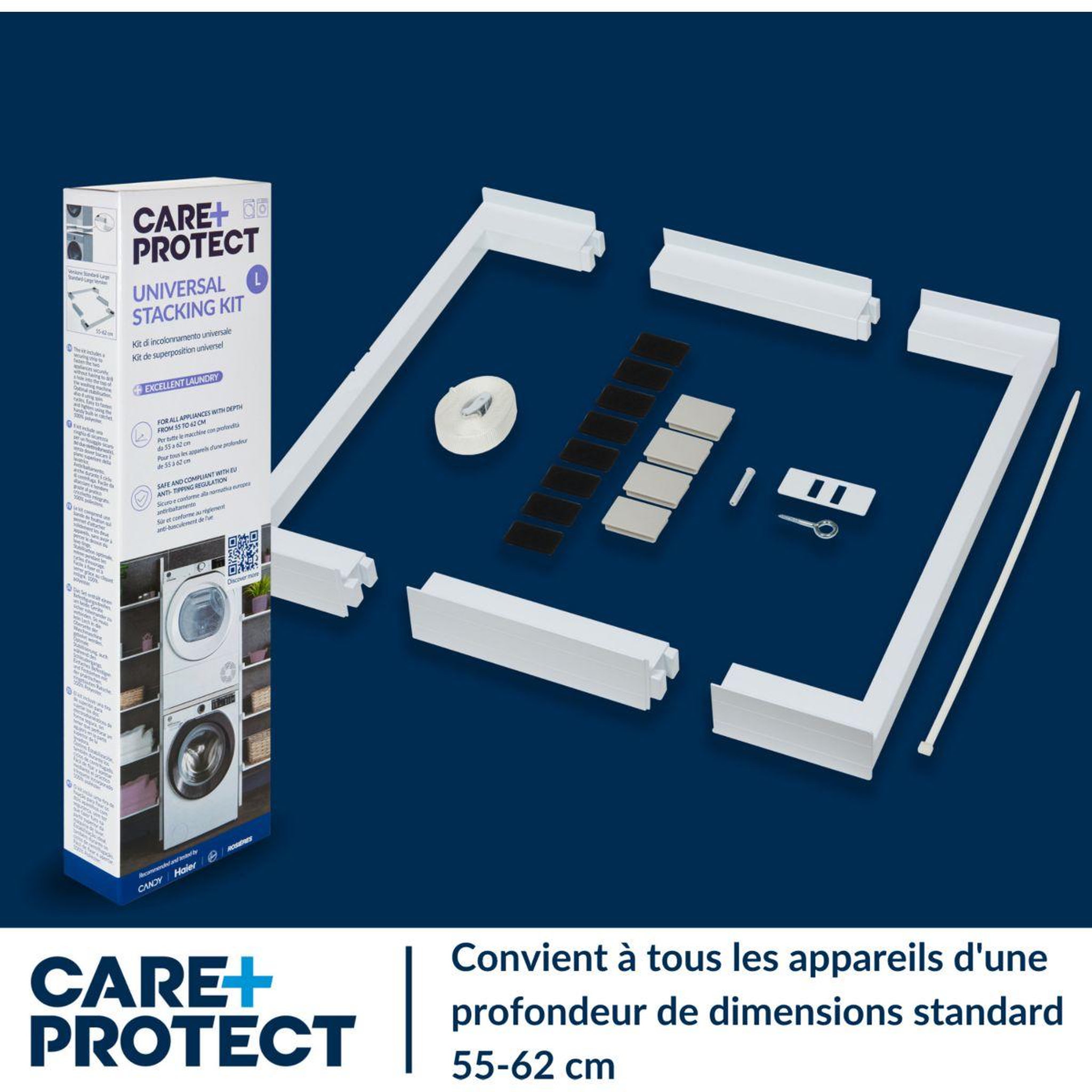 Voir la diapositive 4 : CARE PROTECT Kit de superposition de superposition universel (lave-linge a
