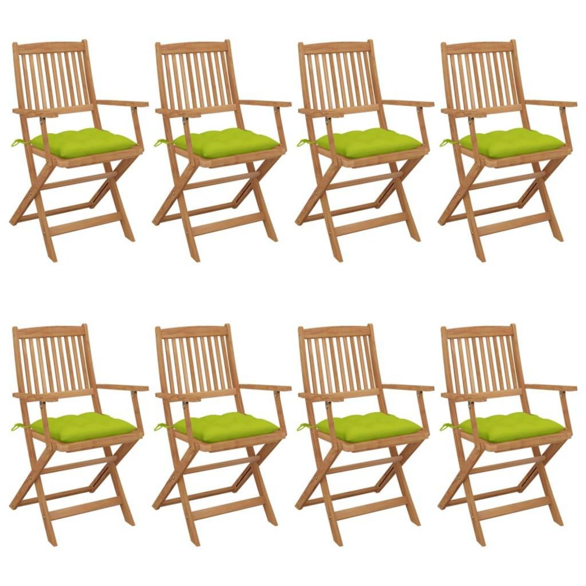 VIDAXL Chaises pliables de jardin lot de 8 avec coussins Bois d'acacia