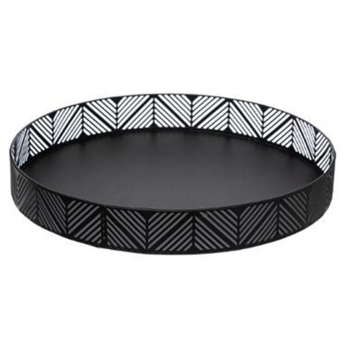 SECRET DE GOURMET Plateau de Service en Métal  Frise  30cm Noir