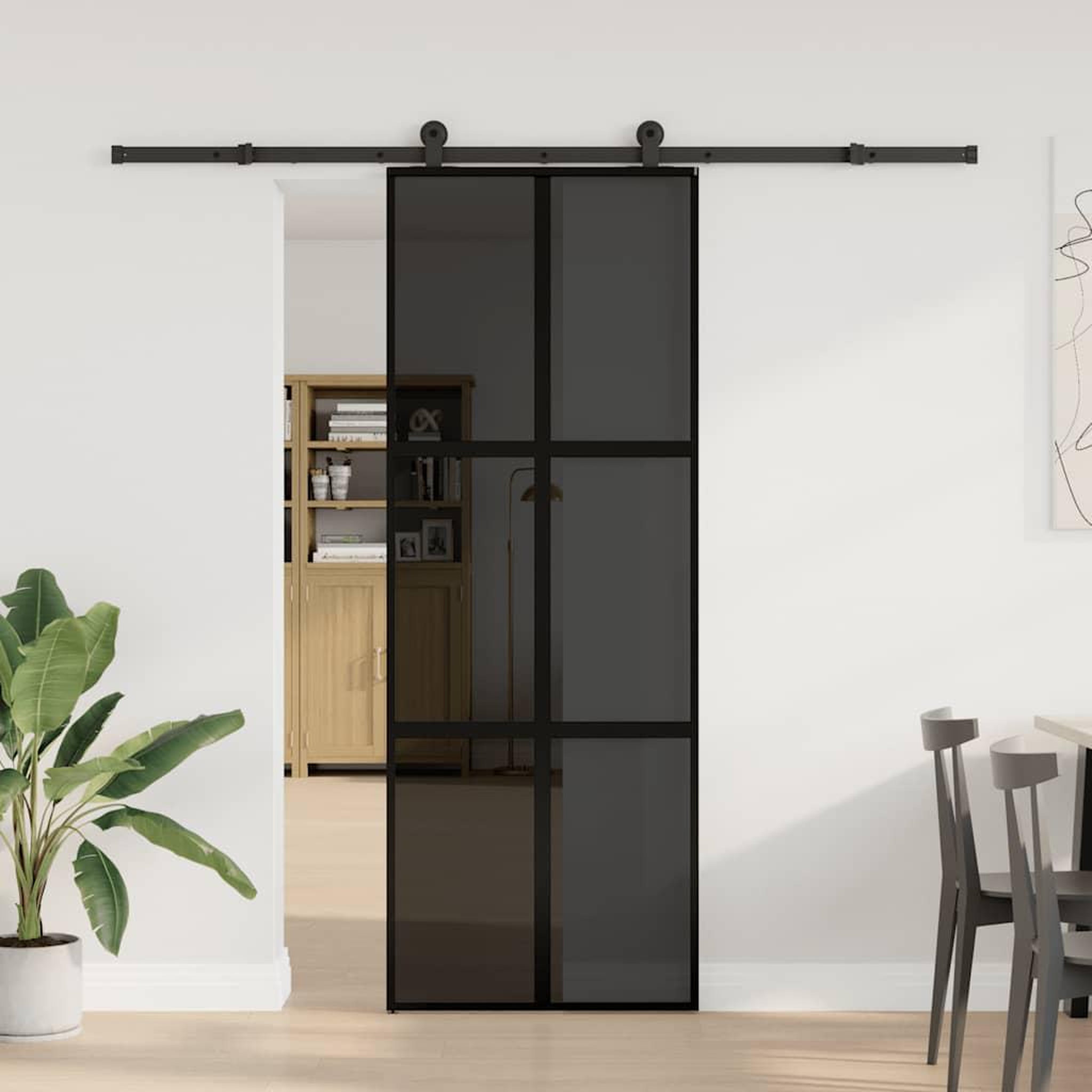 Voir la diapositive 2 : VIDAXL Porte coulissante kit de quincaillerie trempe verre aluminium