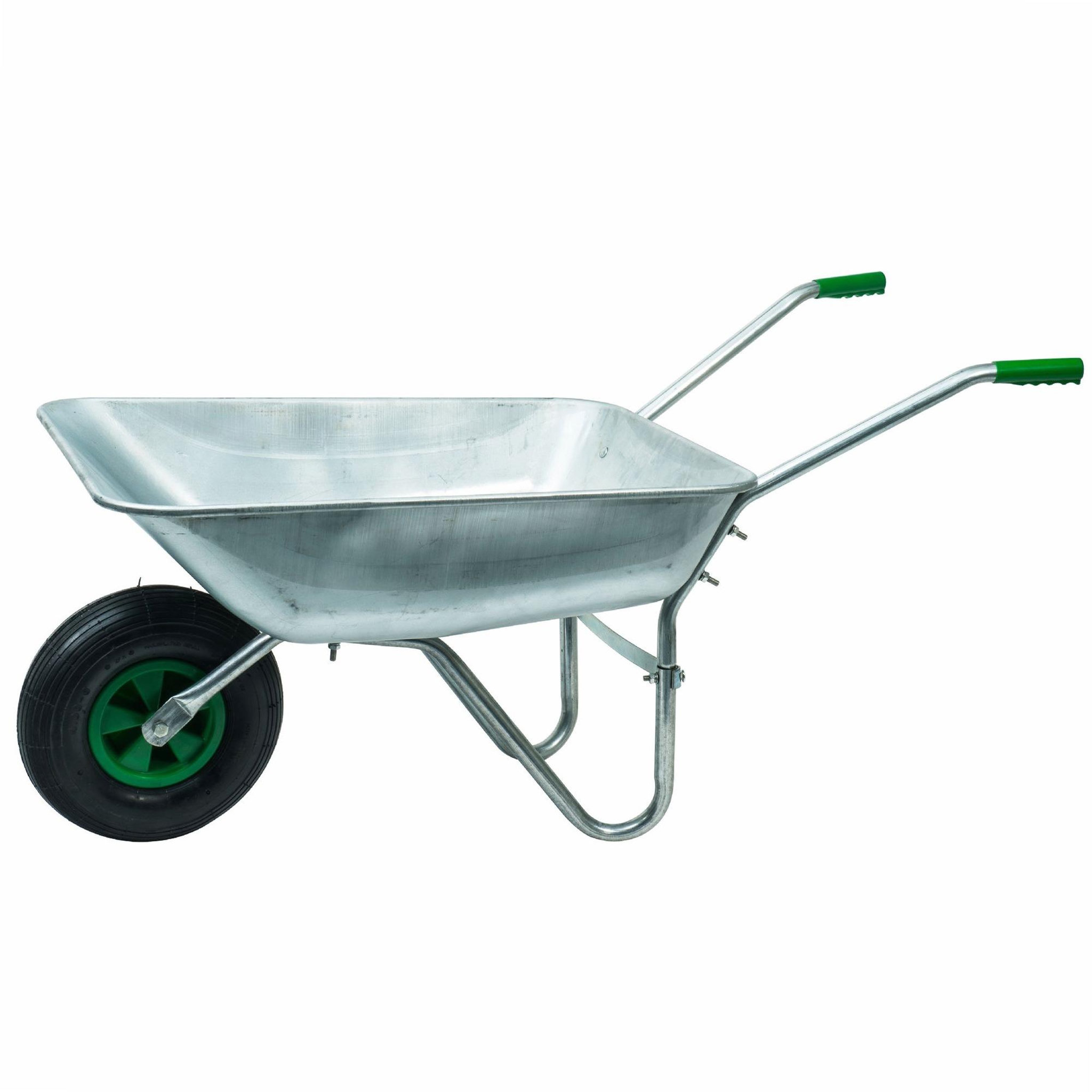 WERKAPRO Brouette en acier galvanisé avec roue gonflée WERKA PRO
