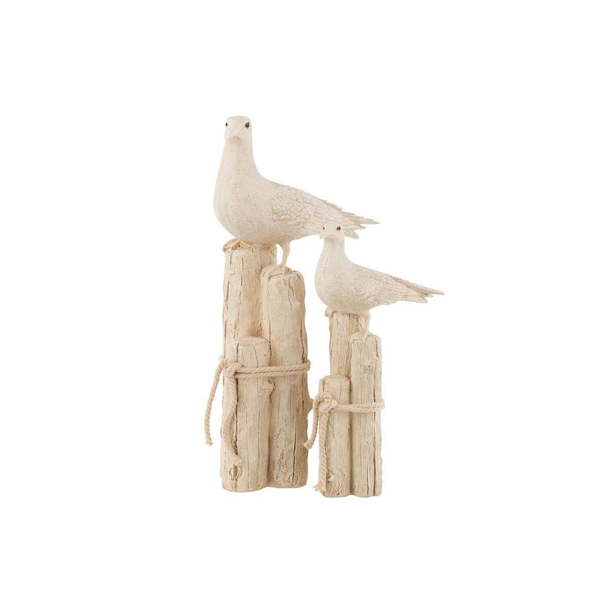 Voir la diapositive 2 : J-LINE Statuette Déco Mouette  Perchée  31cm Beige