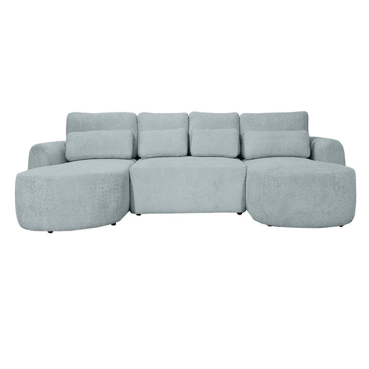 BEST MOBILIER Mahina - canapé panoramique en u 7 places - convertible avec coffre - en tissu bouclette