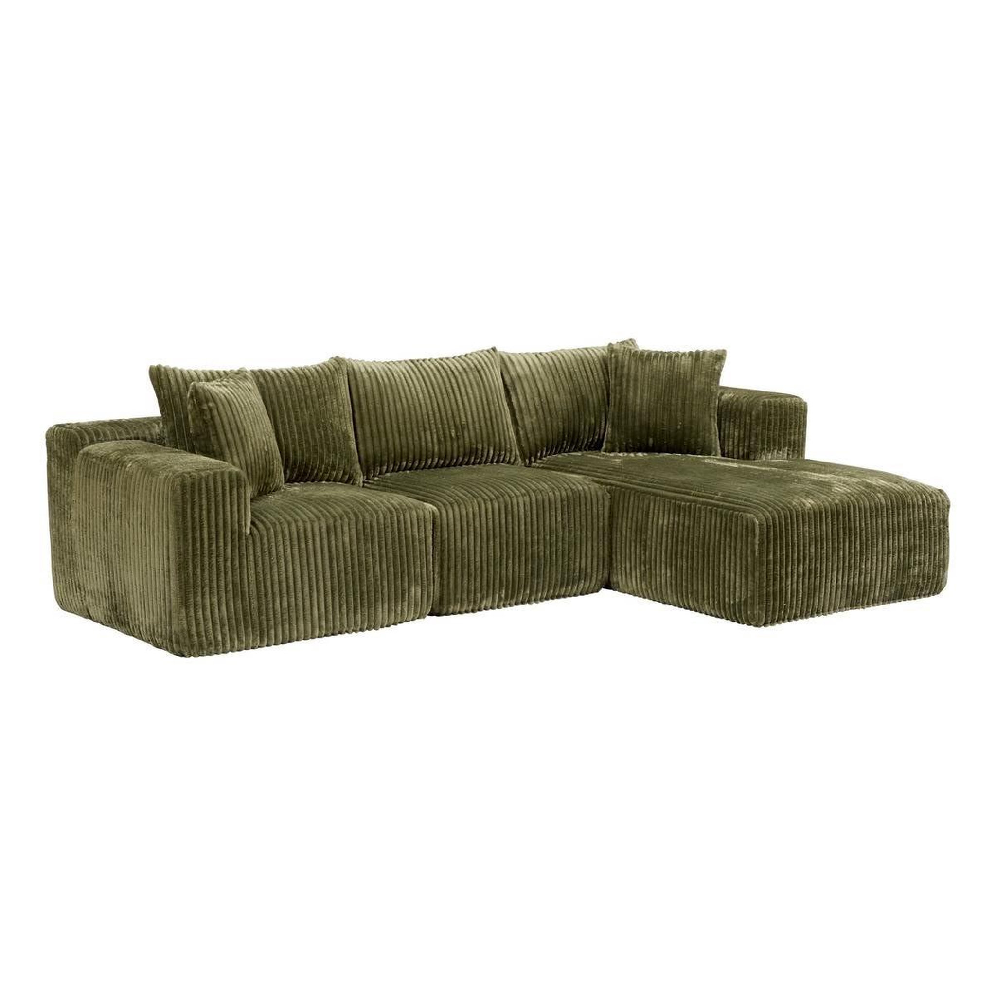 ATMOSPHERA Canapé d'angle côtelé  solka  254cm kaki