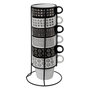 Voir la diapositive 1 : SECRET DE GOURMET Lot de 6 Mugs sur Rack  Ethnik  26cl Noir & Blanc