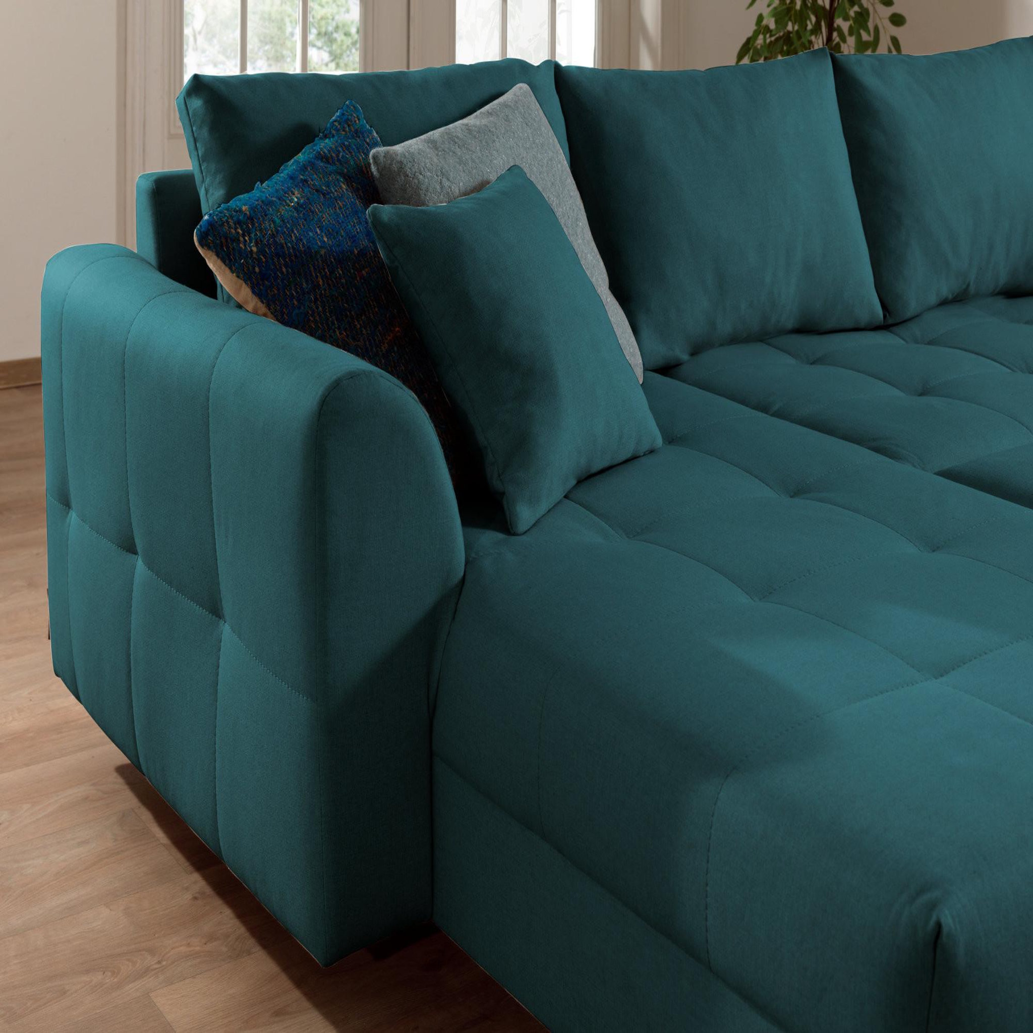 Voir la diapositive 4 : LISA DESIGN Rune - canapé panoramique - 7 places - style scandinave - droit