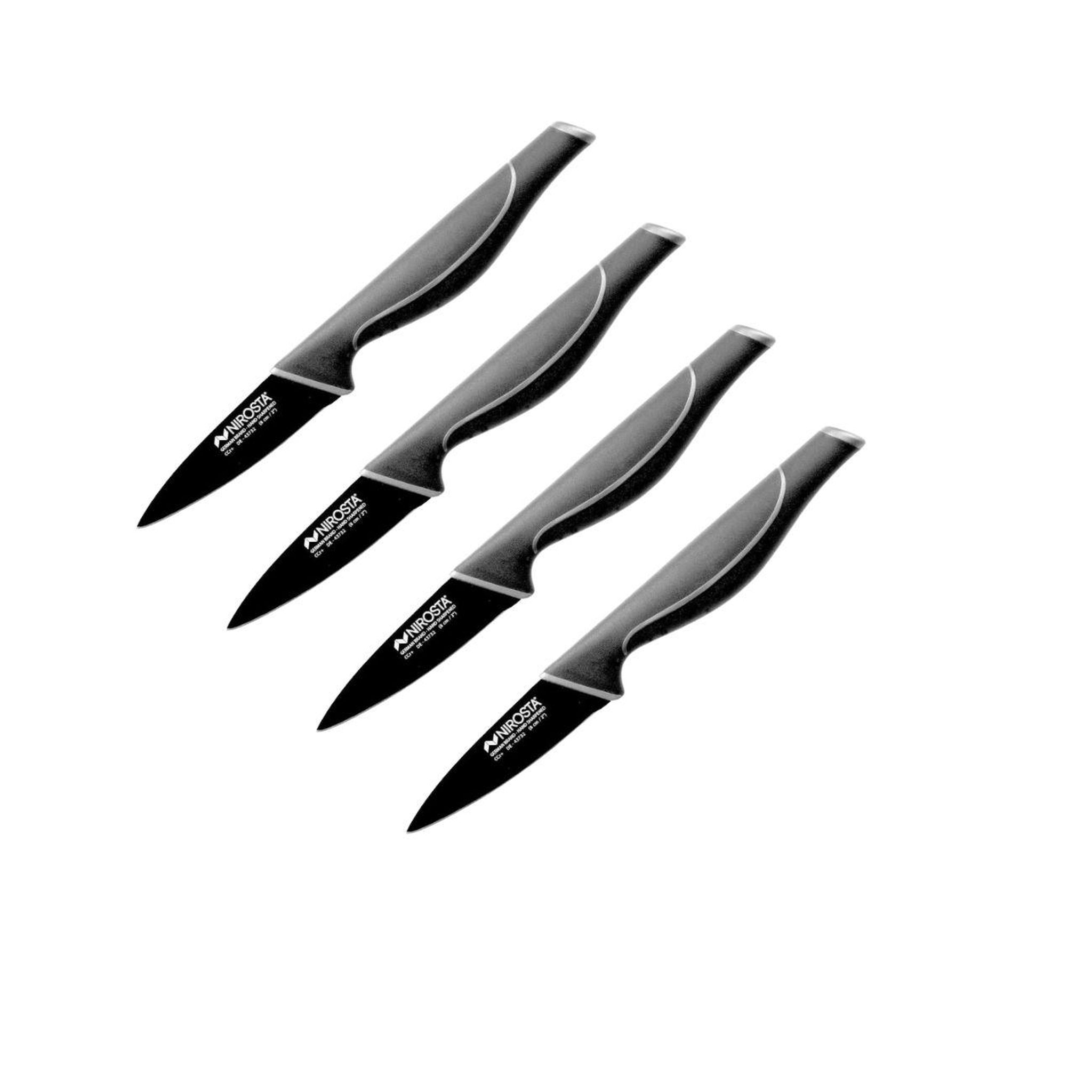 NIROSTA Set de 4 couteaux de cuisine 20 cm en acier inoxydable nirosta black edition