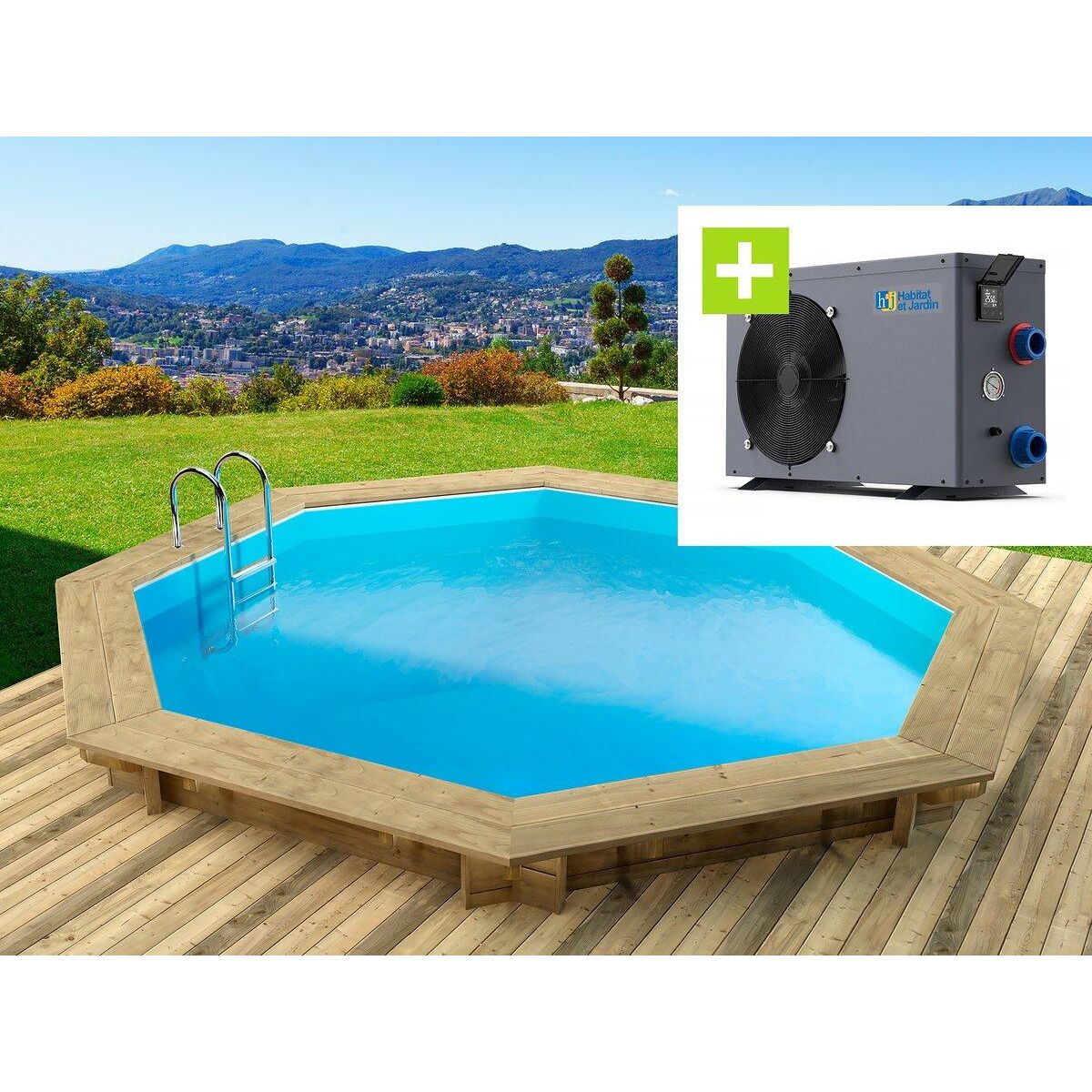 Habitat et Jardin Piscine bois   Verona   - 5.10 x 1.20 m + Pompe à chaleur - Puissance 6.1 kW