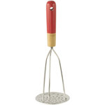 PEBBLY Presse purée Presse puree inox/bambou - rouge