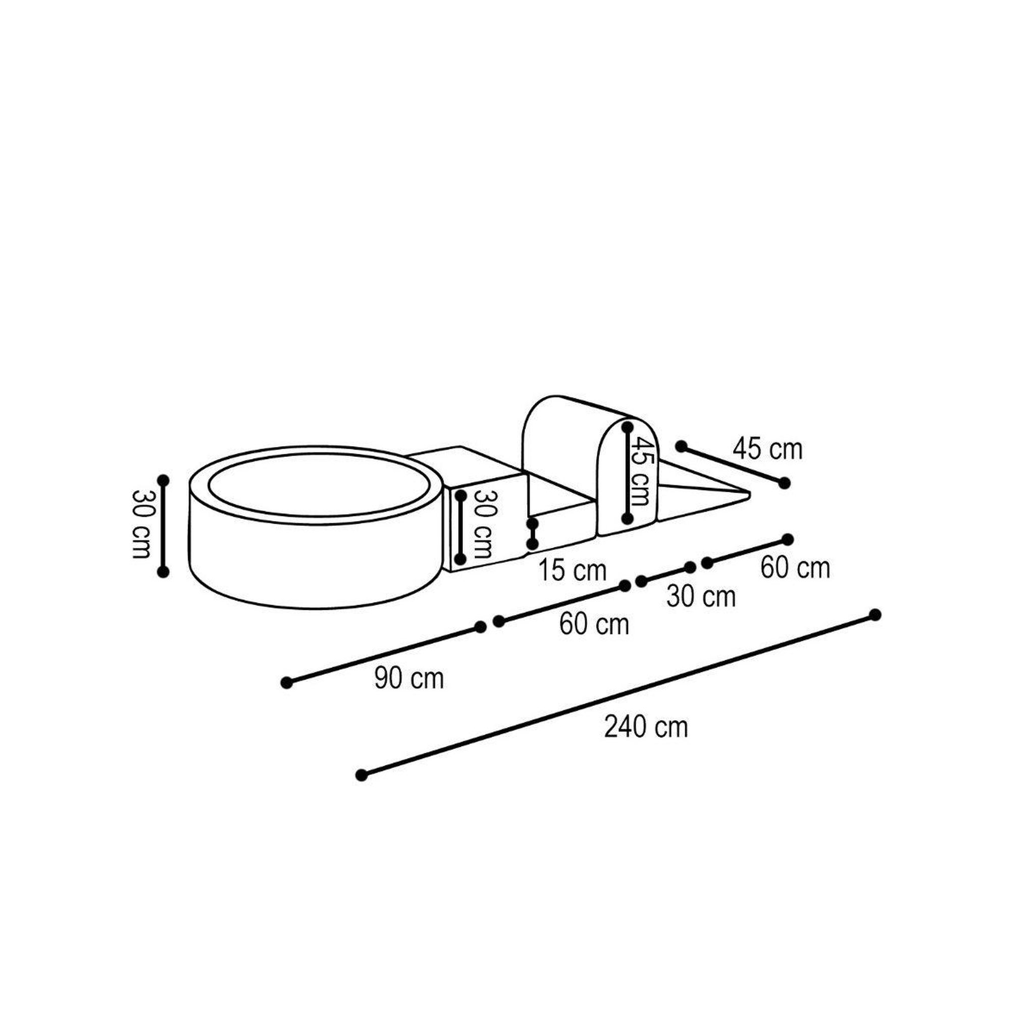 Voir la diapositive 2 : PLUSH NEST Aire de jeux 3 éléments + piscine 90x30 + 200 balles gris