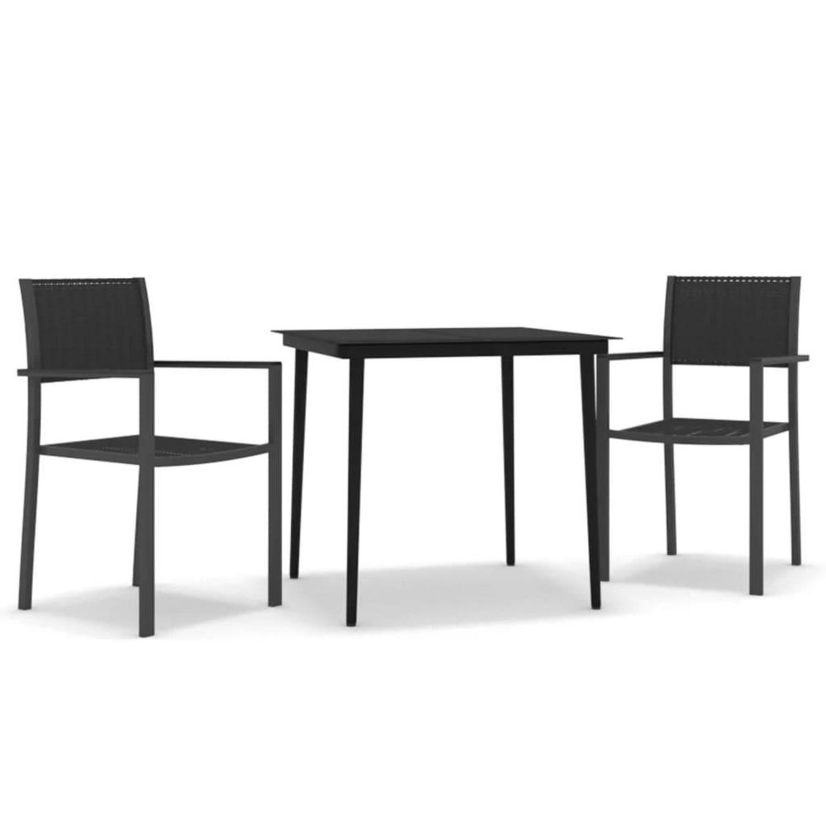 VIDAXL Ensemble a manger de jardin 3 pcs Noir