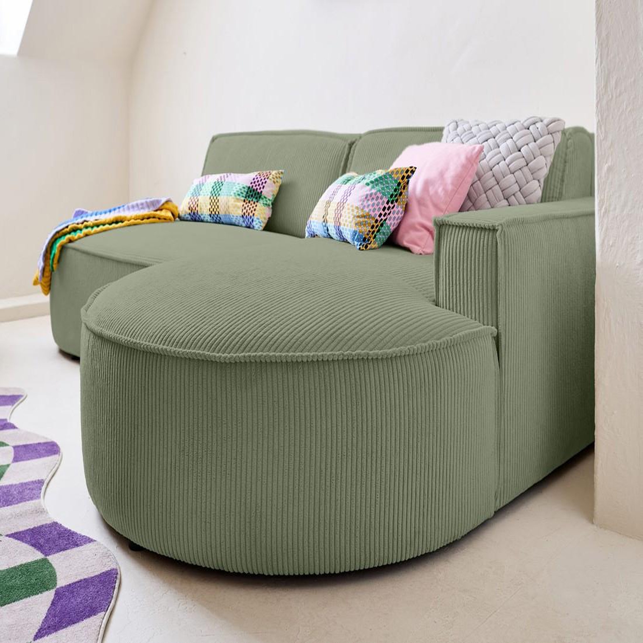 Voir la diapositive 3 : LISA DESIGN Spiaggia - canapé d'angle droit - forme arrondie - 4 places - en velours côtelé