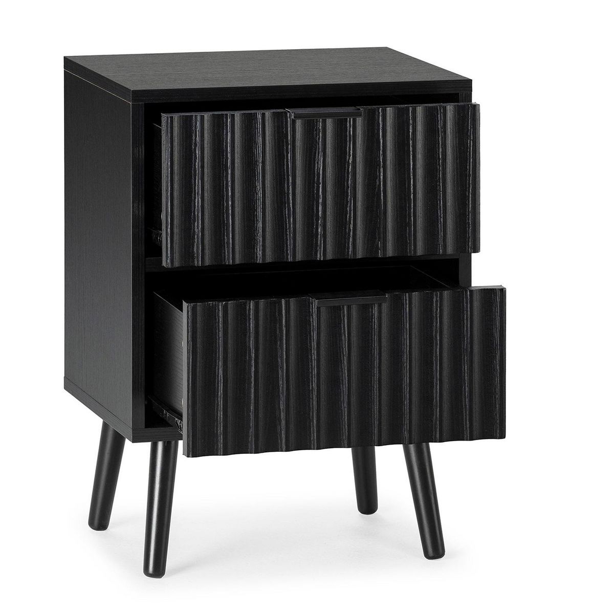 VS VENTA-STOCK Table de chevet Lluvia 2 tiroirs couleur noir